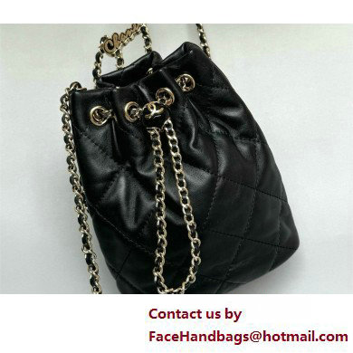 CHANEL Shiny Lambskin & Gold-Tone Metal Backpack AS4810 black 2025